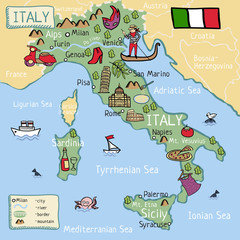 cartoon map of italy