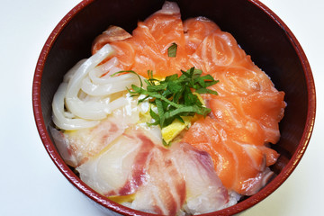 Japanese food sushi, sashimi on rice