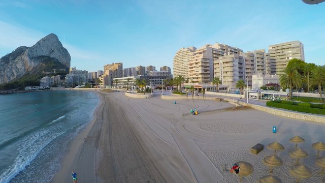 calpe sunny day beach mountain panorama 4k serial view spain 