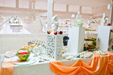 wedding reception of fruits and sweets