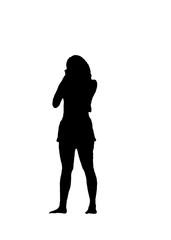 The isolate silhouette of a girl in shorts