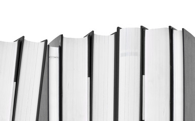 Row of the books on the white background