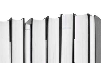 Row of the books on the white background