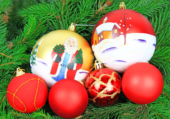 Christmas balls - tree background
