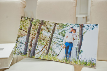 white leather wedding book and album