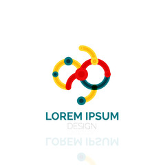 Vector swirl and circles outline minimal abstract geometric logo