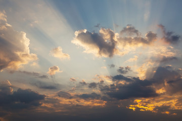 Beautiful sky with clouds on a sunset