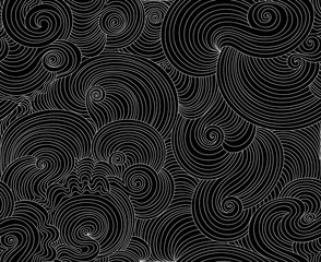 Abstract vector seamless pattern with curling wave lines