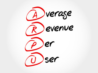 ARPU - Average Revenue Per User, acronym business concept