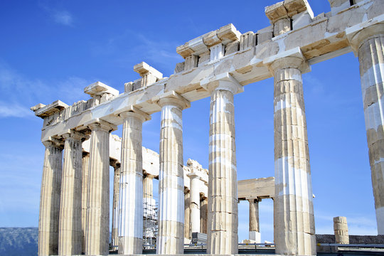 Acropolis columns in Athens Greece