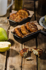 Delicate pear and blue cheese pancakes