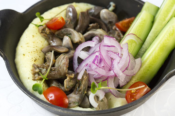 mashed potatoes with mushrooms and onions cucumber