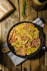 Rustic omelette with famous Prague ham