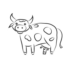 Black and white cartoon cow