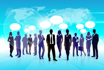 Business People Team Speech Communication Bubble Businesspeople Social Group Silhouette
