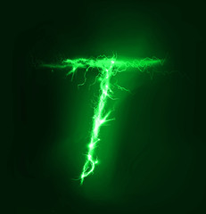 Alphabet made of electric lighting, thunder storm effect. ABC