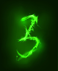 Numbers made of electric lighting, thunder storm effect.