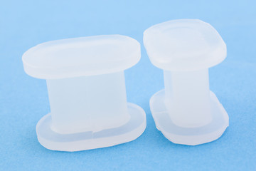 Silicon separators bunions on a blue background