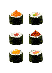 sushi set on a white background