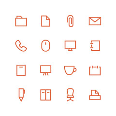 Office icon set - vector minimalist. Different symbols on the white background.