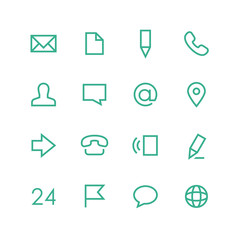 Contacts icon set - vector minimalist. Different symbols on the white background.