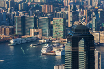 Fototapeta na wymiar Skyscraper at Victoria Harbour of Hong Kong