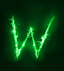 Alphabet made of electric lighting, thunder storm effect. ABC