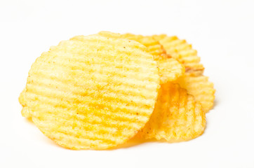Potato chip on white background