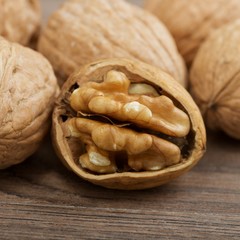 walnuts on wooden background