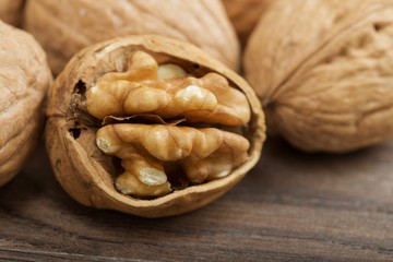 walnuts on wooden background