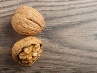 walnuts on wooden background