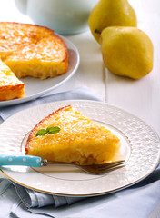 Slice of soft pear cake