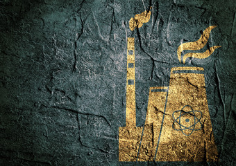 energy generation atom station on grunge concrete background