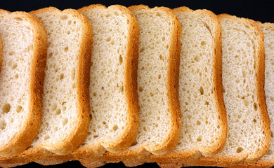 White bread slices in a row
