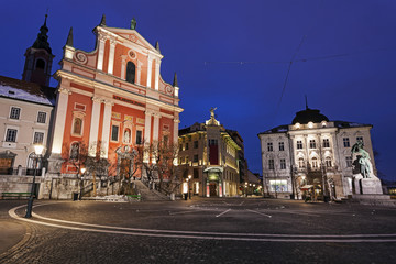 Fototapeta na wymiar Franciscan Church in Ljubljana