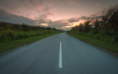 road with sunset 