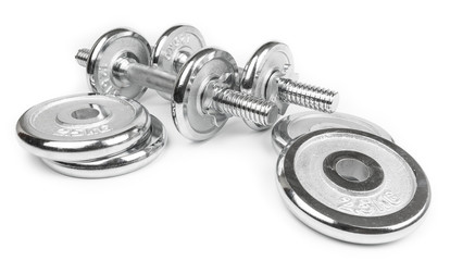 Steel Dumbbells Isolated on white