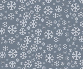 Snowflakes on a gray background. Winter background. Vector illustration in a flat style with long shadows.