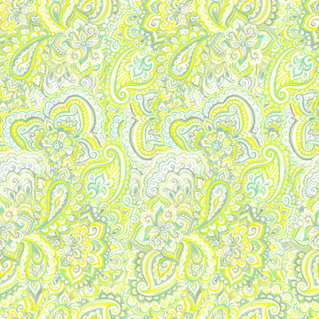 Delicate green-yellow pattern with traditional eastern ornament 