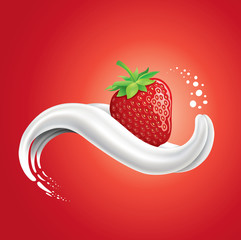 milk splash tongue with strawberry
