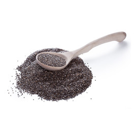Chia seeds in spoon on white