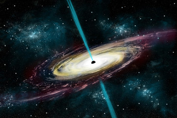 A black hole in deep space pulls in the surrounding matter - 94796294