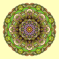 Hand drawn mandala colorful template
