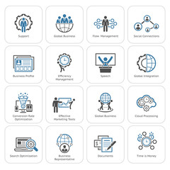 Flat Design Business Icons Set.