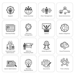 Flat Design Business Icons Set.