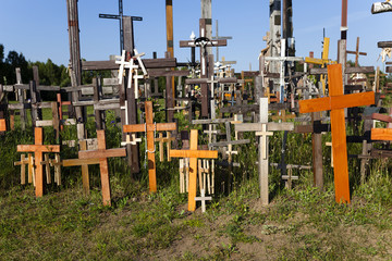 wooden crosses.  close-up  