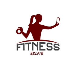 woman of fitness silhouette character make selfie vector design