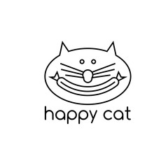 happy cat with sausage vector design template