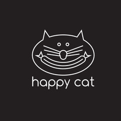 happy cat with sausage vector design template