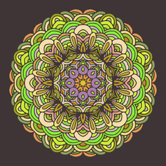 Mandala colorful pattern on dark background